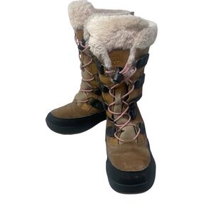 All In Motion Girl’s Alberta Faux Liner Lace up Waterproof Winter Boots Size 2